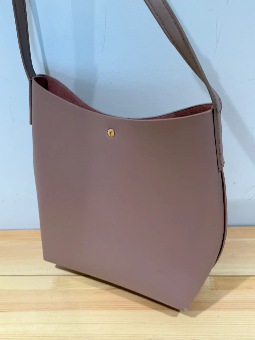 SAMARA Minimalist Vegan Leather Shoulder Bag in Blush Pink